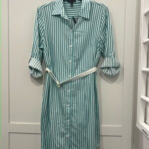 The limited NWT Striped sea blue and white Shirt Dress size 10